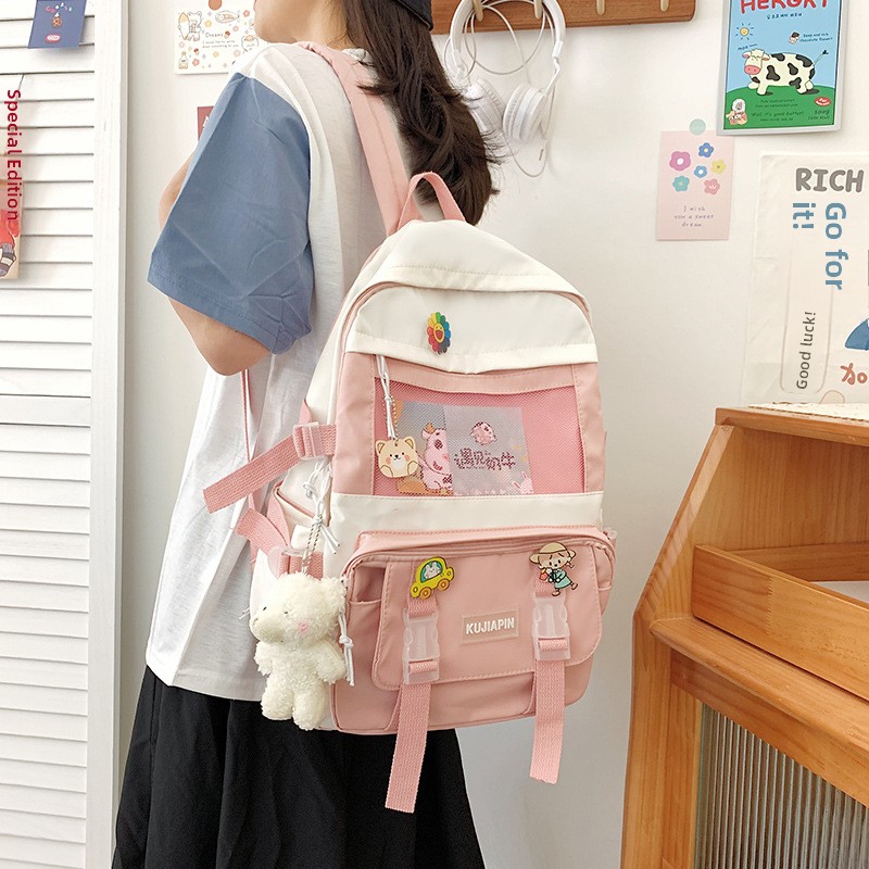 Korean Student Lifestyle - Mochila Casual Unissex de Grande Capacidade